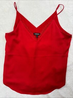 Express Red Lace-Trim V-Neck Cami